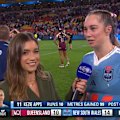 Kezie Apps and Lauren Brown react after a dramatic game two of the women's Origin series.