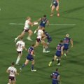 The Sea Eagles run away for a long-range try, but it's disallowed because Tom Trbojevic obstructed Jacob Laban.