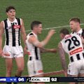 Tim Membrey misses a goal after the full-time siren as Collingwood are eliminated by the Western Bulldogs.