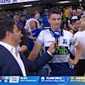 Carlos Spencer and son Payton talk to Stan Sport after the latter made his Blues debut.