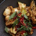 Red curry paste combines beautifully with Chinese roast duck.