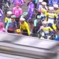Chaos erupts in the Tour of Flanders as bizarre scenes see a train split the field of cyclists in two, with 20 riders facing fines for running the red light.