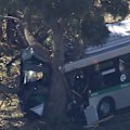 A Transperth bus has veered onto the wrong side of a busy Wanneroo road before crashing into a tree, injuring eight people.
