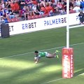 Ethan Strange paves the way for Canberra teammate Simi Sasagi to pounce against the Knights.