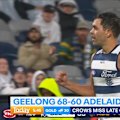 Geelong gets home by eight points in a thriller against Adelaide in the AFL.