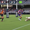 Kade Reed produces a lovely piece of individual skill to score in the Dragons trial against the Knights.