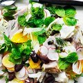 Fennel, orange and olive salad with tuna.