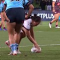 Lilianah Lewis scores the game-winning try for the Queensland Maroons.