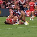 Victor Radley was lucky not to be sin binned when he was penalised for an ugly hip-drop tackle on Herbie Farnworth.