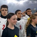 The Iran's players were silent before their first match, but saluted the national anthem ahead of the second game against Australia.