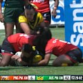 Taneka Todhunter is unstoppable for Australia, scoring a hat trick to match teammate Jada Taylor. 
