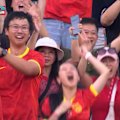 Zhang Linyan scores her penalty to level things up in the Asian Cup semi-final.