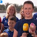 The third piece of the Brisbane 2032 emblem has been revealed by Olympic cycling legend Anna Meares and Paralympian Angie Ballard.