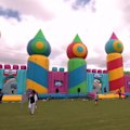 The world's biggest bouncy castle has popped up in Brisbane just in time for the end of school holidays.