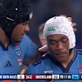 Brian To'o loses the ball in a carry for the second time within minutes, putting the Blues under serious pressure.