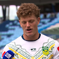 Jacob Preston and Jack Bostock speaks to reporters ahead of their Rugby League World Cup debuts.