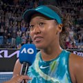 Naomi Osaka speaks after her win against Sorana Cîrstea. 