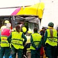 A bus driver has been seriously  injured after his bus ploughed into a bridge pylon in Port Adelaide during heavy rain.