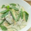 Green curry with blue-eye and snake beans.