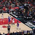 Josh Giddey nails a shot from just over 25 metres away during the Chicago Bulls' match against the Los Angeles Lakers.