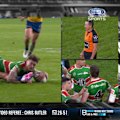 Tallis Duncan scores a try for South Sydney, while also getting a penalty when Sean Russell lashed out with his boot.