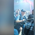 NSW Police officers confront patrons at the Universal Club in Sydney, the ninth raid on the club this year.