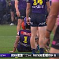 Sua Faalogo receives some medical attention after an awkward tackle against the Panthers.