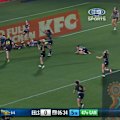 Parramatta Eels' Taneka Todhunter scores her first NRLW career try against the Sydney Roosters. 