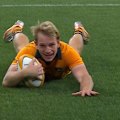 Max Jorgensen sends Wallabies fans wild with a crucial try in Perth.