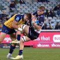 Force winger Zac Lomax rocks Brumbies No.8 Toby MacPherson with a big shot.