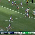 Scott Drinkwater throws a perfect cut-out pass to Zac Laybutt to score against the Rabbitohs.