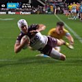 Manly's Blake Wilson crashed over the line for the first try of the game. 