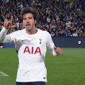 Sandro Tonali scores his first goal for Tottenham with an outside the box effort.