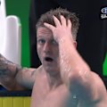 Sam Williamson hits the qualifying time at the Australian swimming trials.