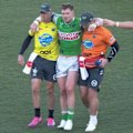 Blues Origin gun Hudson Young had to be helped from the field after suffering a lower-leg injury.