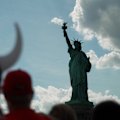 Norway fans used their “Viking row” to invade Times Square as the team prepares to face Senegal in New York.