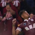 Selwyn Cobbo scores the first try of the second half for the Maroons.