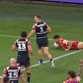 Jamayne Isaako crosses for his second try against the Roosters.