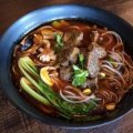 The spicy beef noodle soup served at Tina's Noodle Kitchen in Preston