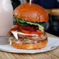 The big beef burger and chocolate milkshake. 