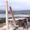 A pair of famous chimney stacks, which defined the architecture of Liddell Power Station in the NSW Hunter Valley, have been reduced to rubble.
