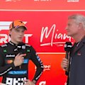 Oscar Piastri lands on the podium behind teammate Lando Norris in the sprint race at the Miami Grand Prix.