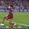 Hamiso Tabuai-Fidow puts the finishing touches on the Maroons third try in a frenetic opening period.