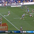 Eels five-eighth Ronald Volkman scores an incredible solo try against Cronulla.