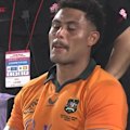 Wallabies lock Miles Amatosero has been sent off for his high shot on Japan captain Warner Dearns.