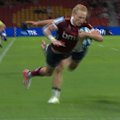 Reds star Carter Gordon takes off for a 50m special against the Waratahs.