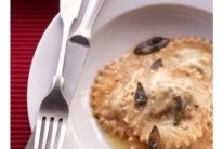 Ricotta and silverbeet-filled ravioli