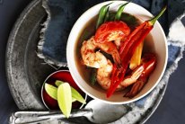 Hot-and-sour prawn soup.