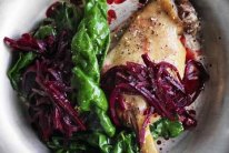 Slow-cooked duck with beetroot relish.