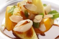 Pineapple and lychees with palm sugar caramel